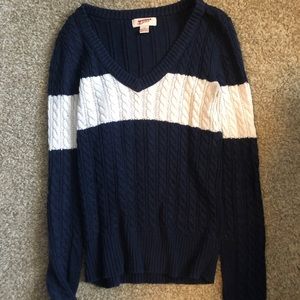 Blue and white sweater